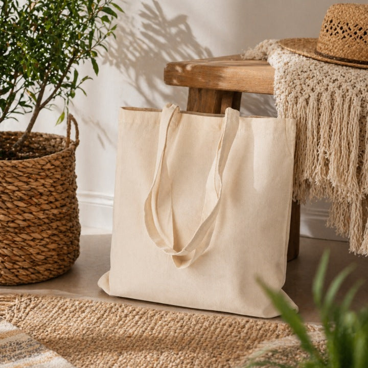 Torba bawełniana 380x420mm z Zieloną Kieszonką Uchwyt: 70 cm