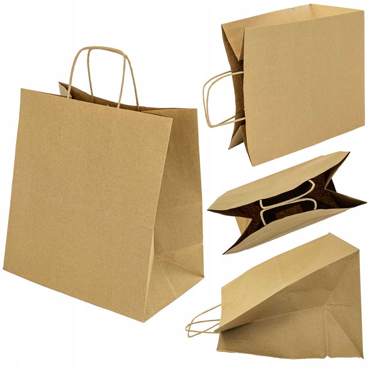 Torba papierowa z uchwytem skręcanym320x160x410mm Brązowa