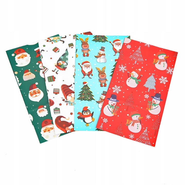 Torba papierowa klockowa świąteczna 130x80x240mm Mikołaj Bałwan Renifer Skrzat 4szt.