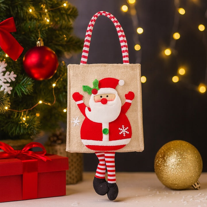 Torba świąteczna jutowa z Mikołajem