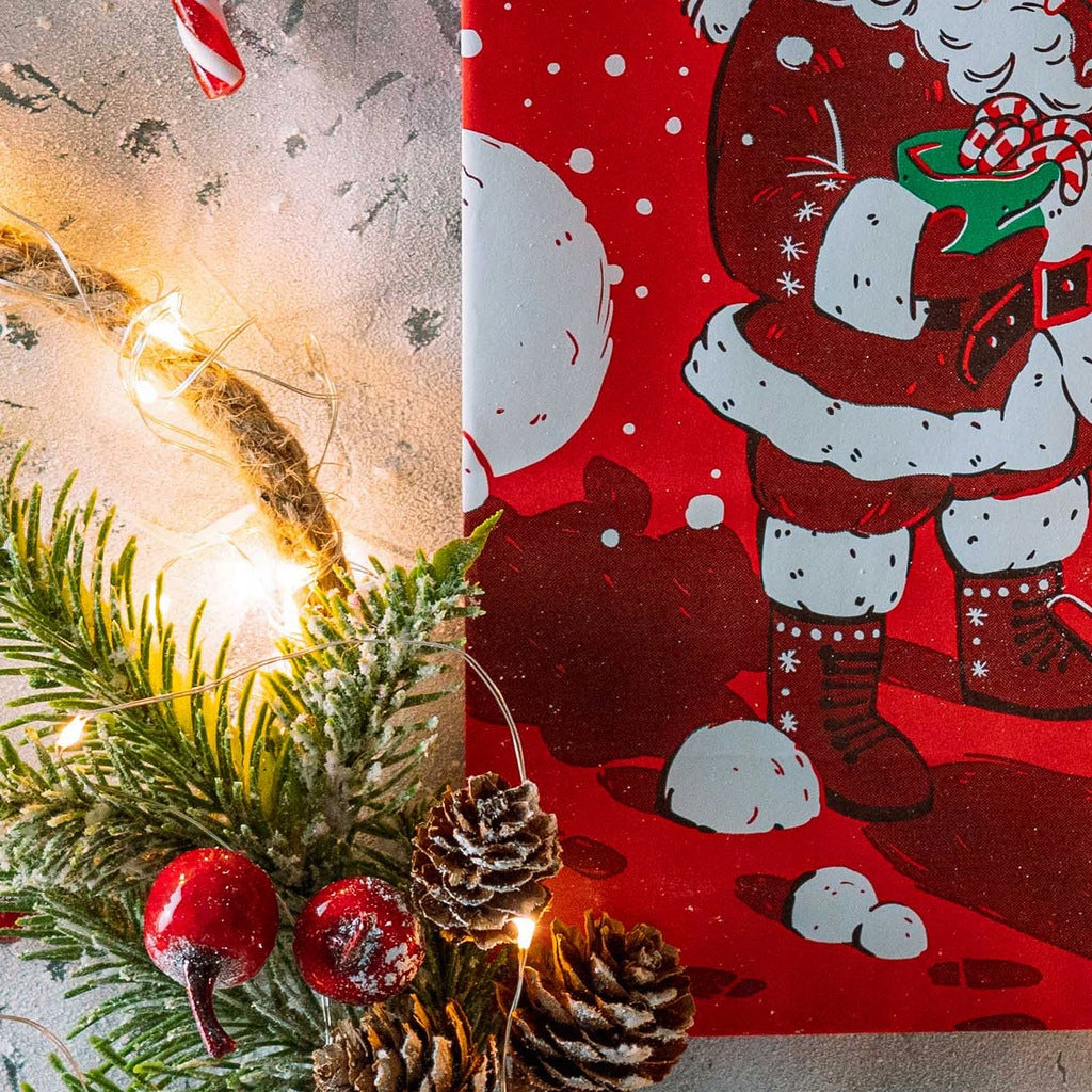 Torba papierowa świąteczna 180x80x220mm Czerwona Mikołaj Elf