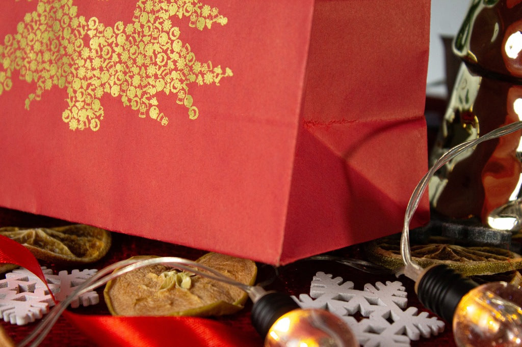 Torba papierowa świąteczna 180x80x225mm Złota Choinka