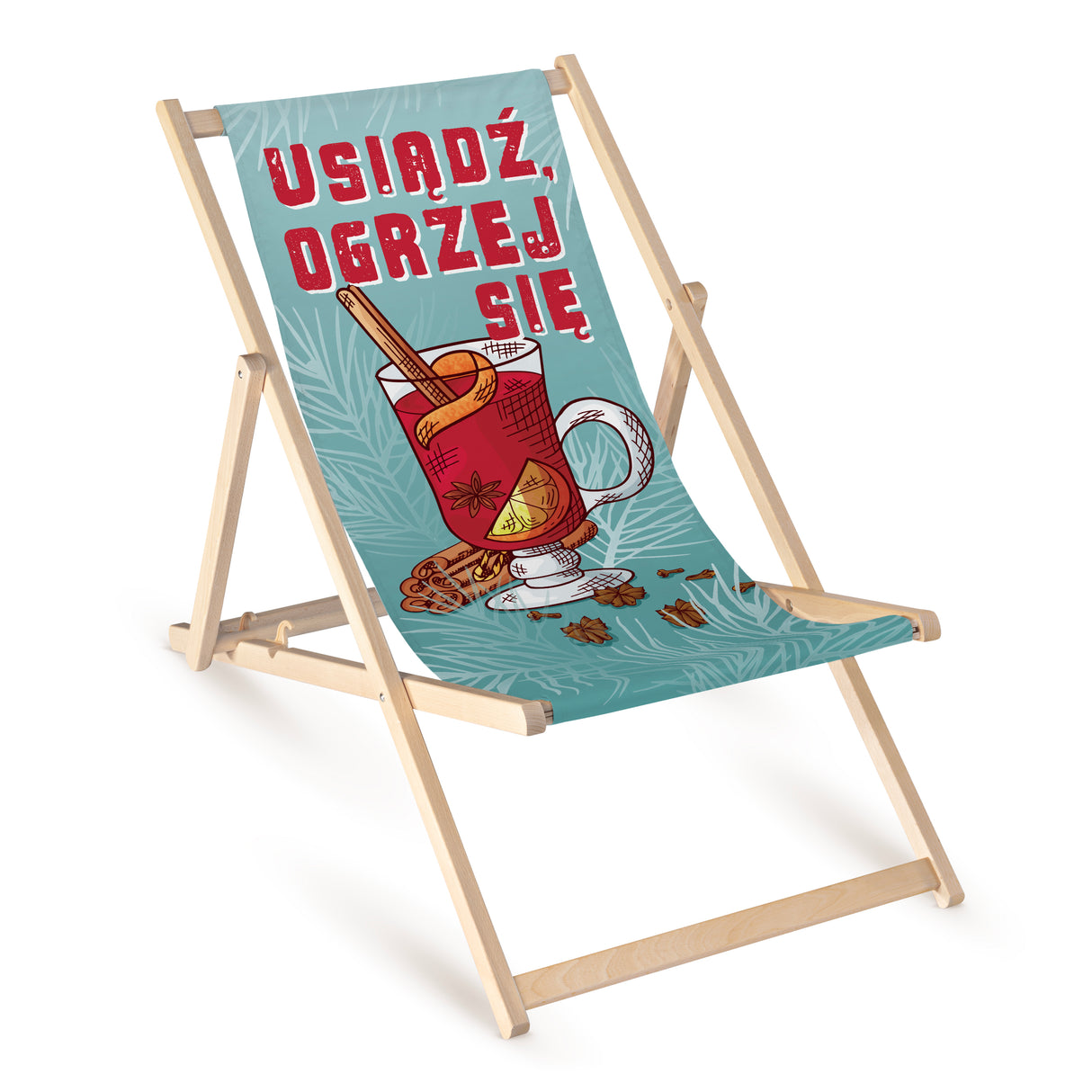 Leżak Zimowy Drewniany USIĄDŹ OGRZEJ SIĘ