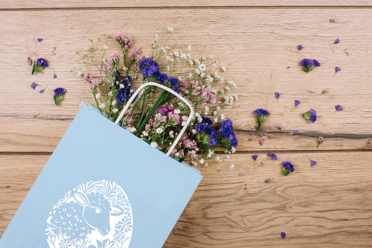 Torba papierowa 50szt. 240x100x320mm Niebieski Pastel RADOSNYCH ŚWIĄT