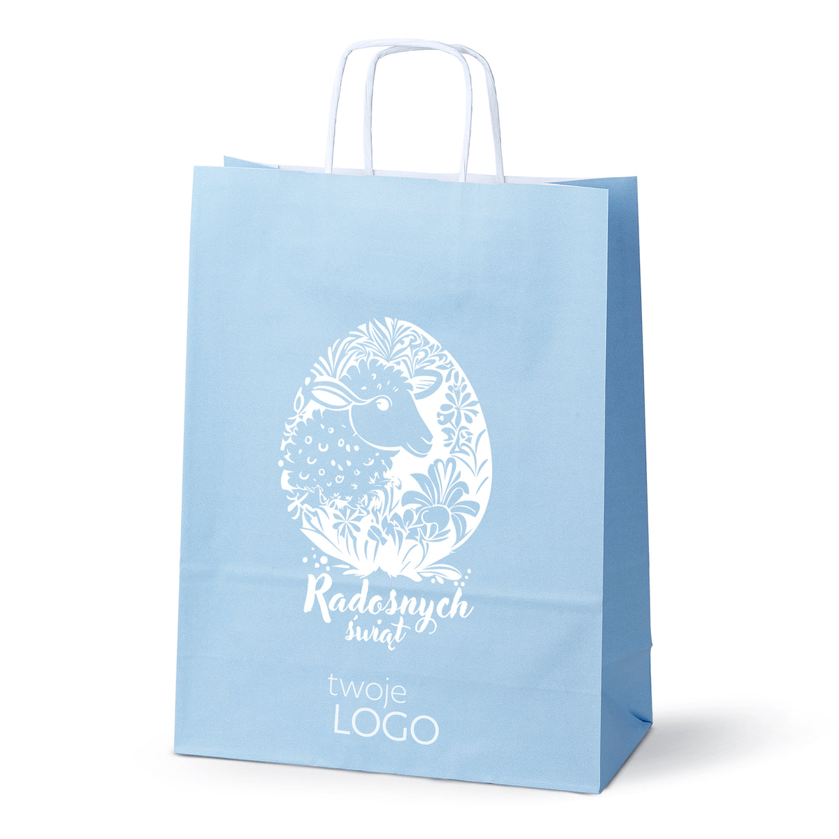 Torba papierowa 50szt. 240x100x320mm Niebieski Pastel RADOSNYCH ŚWIĄT