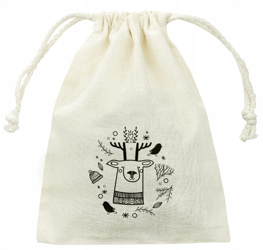 Woreczek bawełniany 18x34cm Ecru Renifer