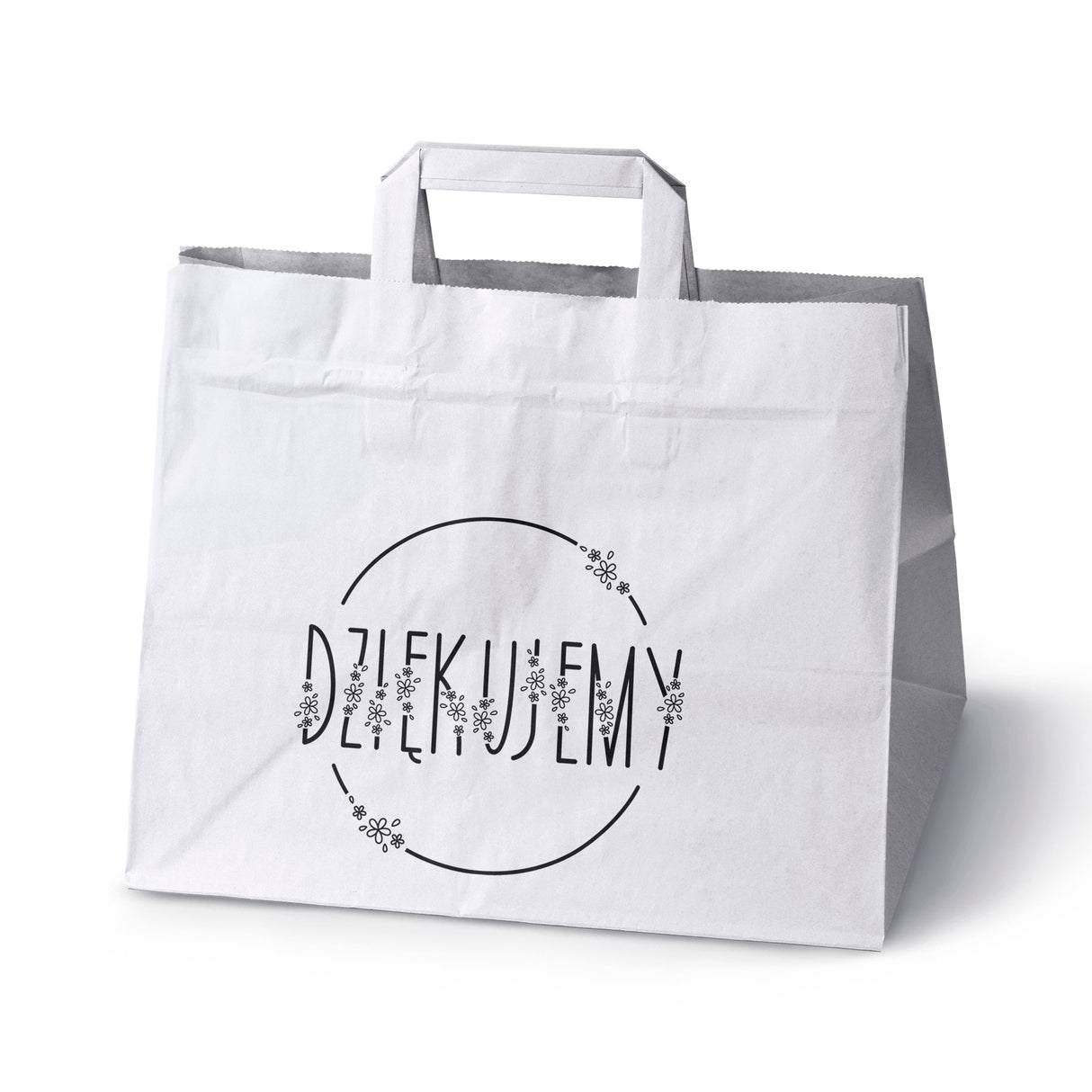 Torebki weselne 320x220x245mm Białe Dziękujemy 50szt.