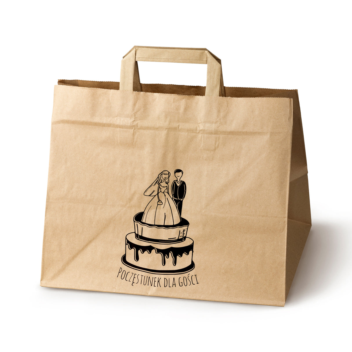 Torebki weselne 50szt. Brąz 320x220x245mm POCZĘSTUNEK DLA GOŚCI