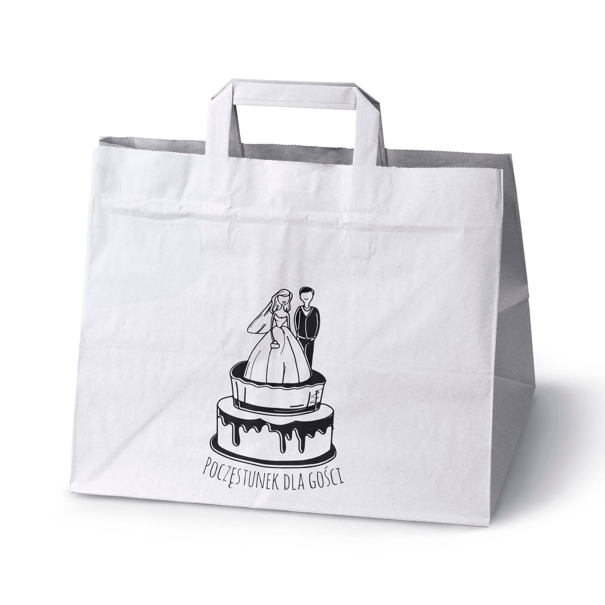 Torebki weselne 320x220x245mm Białe Poczęstunek dla gości 50szt.