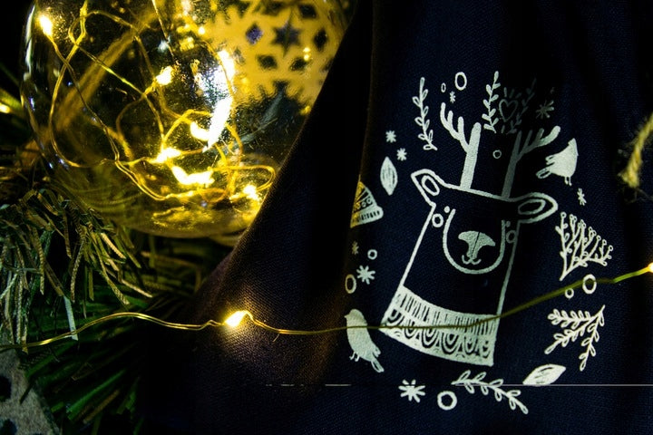 Woreczek bawełniany 15x20cm Granatowy Renifer 145g