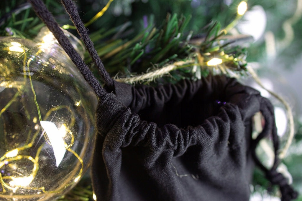 Woreczek bawełniany 18x32cm Czarny Renifer 145g