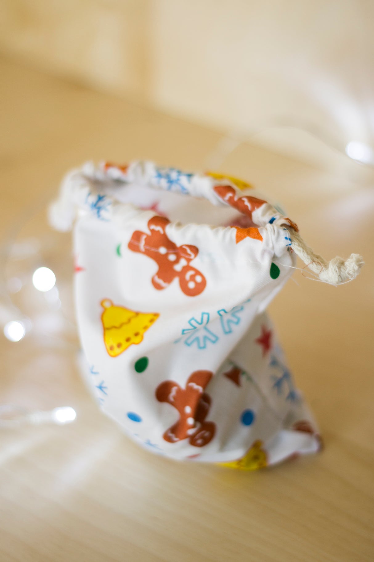 Woreczek bawełniany 15x20 świąteczny- Śnieżka