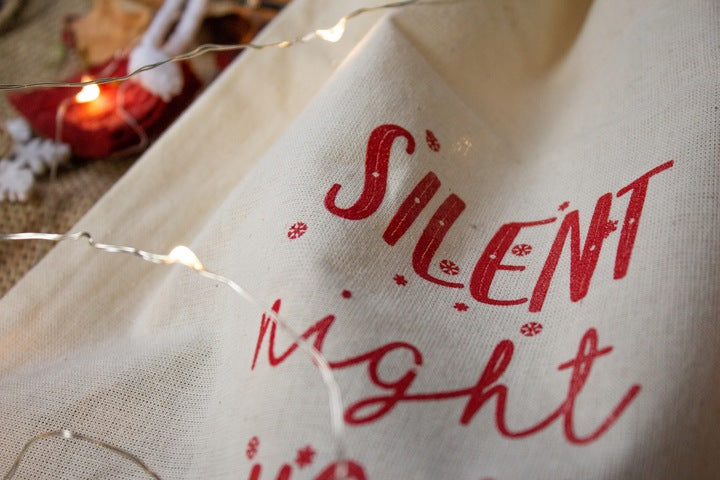 Woreczek bawełniany 25x28 cm Ecru Silent Night Holy