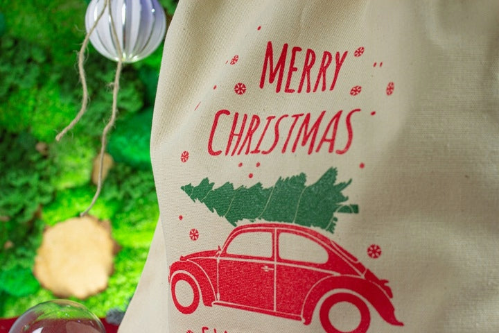 Woreczek bawełniany 17x20 cm Ecru Samochód