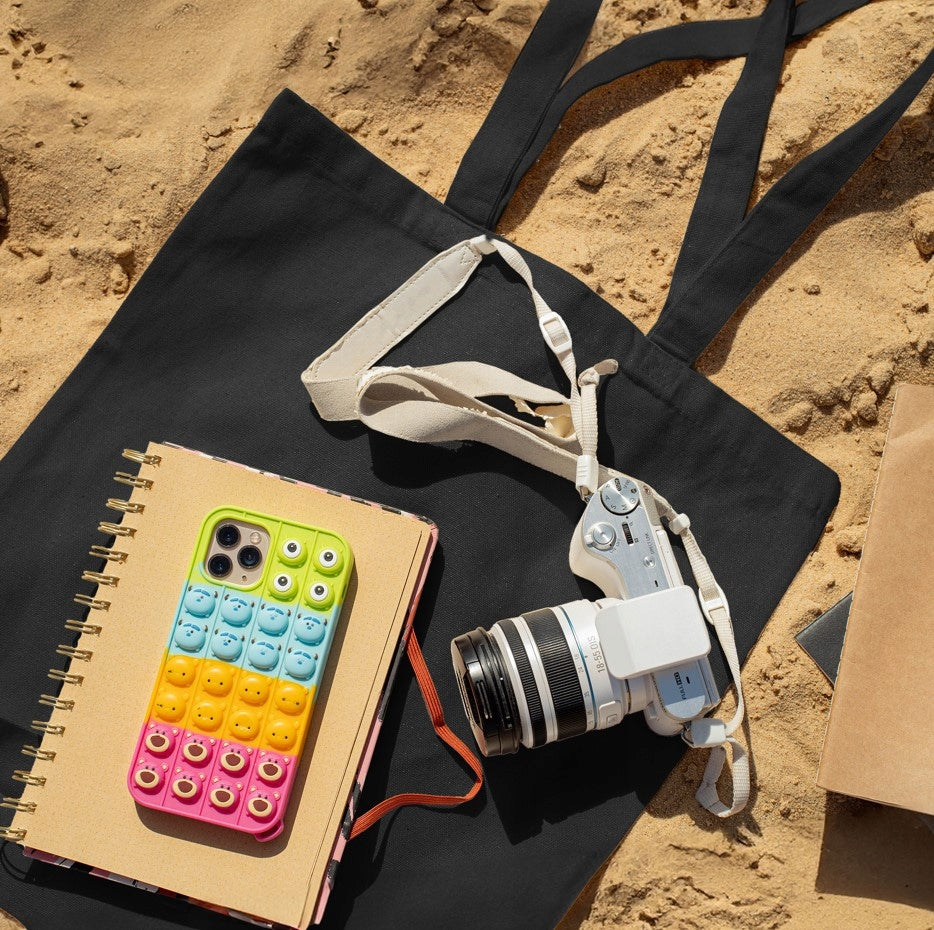 Torba Bawełniana Czarna Długi Uchwyt 38x12x35cm