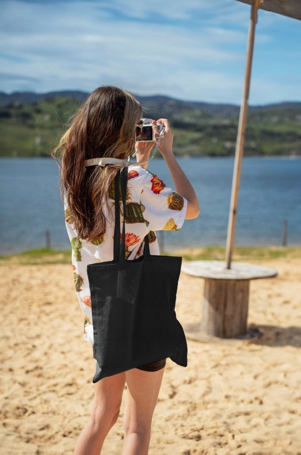 Torba Bawełniana 380x420mm Czarna dekatyzowana Uchwyt: 70cm