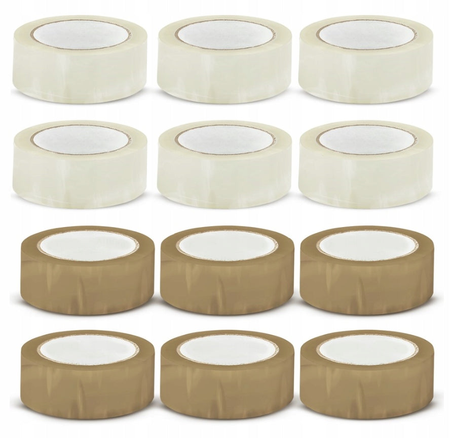 Taśma Pakowa 48/100y Bezbarwna + Brązowa 90m 55 mic 12 szt.