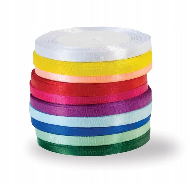 Zestaw kolorowych wstążek satynowych 6mm 10szt.