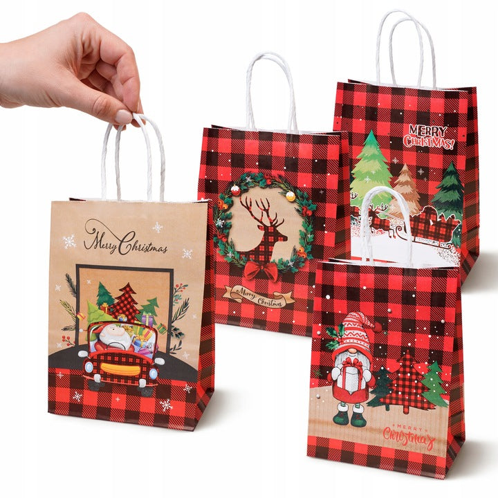 Zestaw świątecznych toreb papierowych 12 szt. Czerwony
