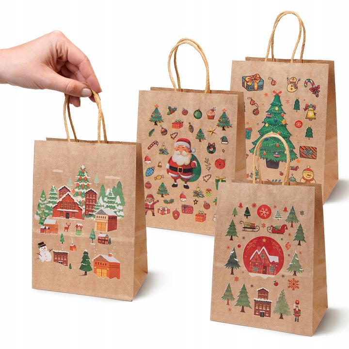 Zestaw świątecznych toreb papierowych 12 szt. Mikołaj