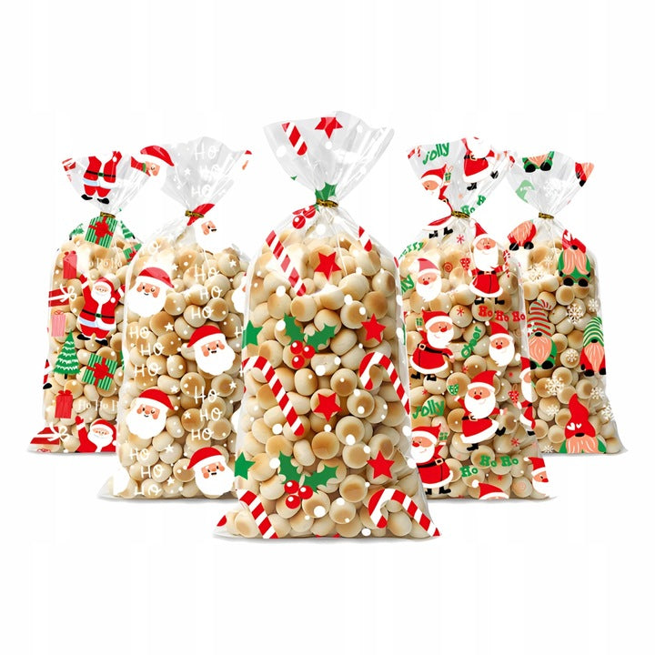 Zestaw woreczków celofanowych 125x270mm Mikołaj