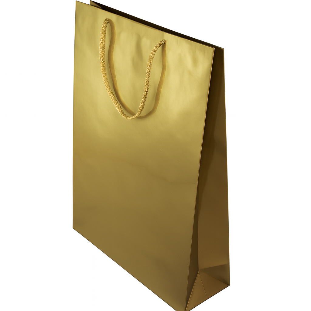 Torba laminowana z uchwytem sznurkowym 300x100x400mm Złota