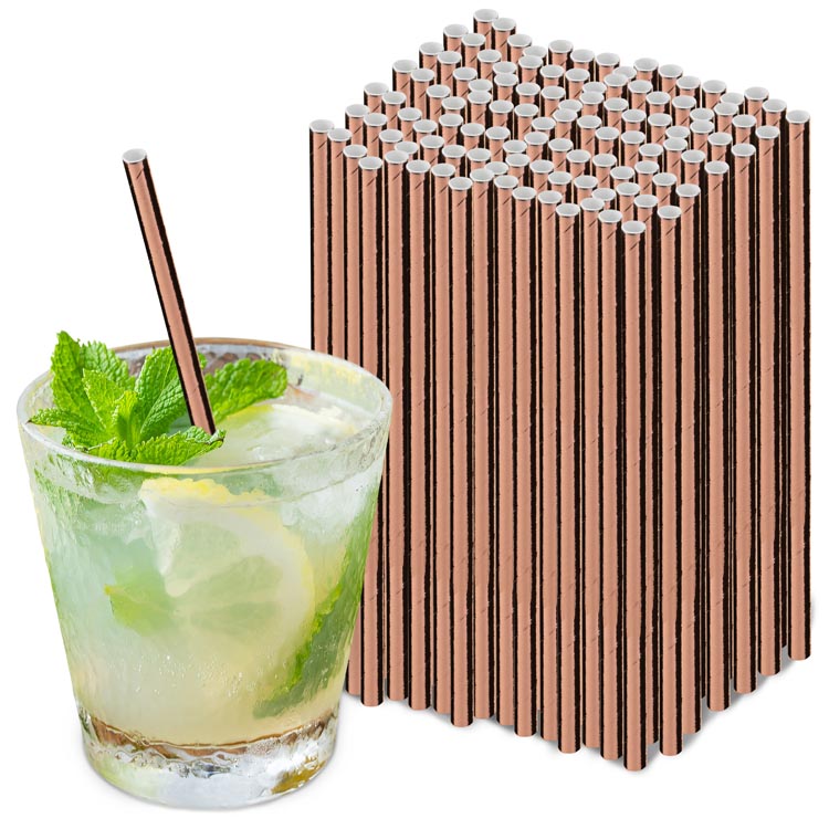 Słomki papierowe ROSE GOLD 20cm ekologiczne 250szt