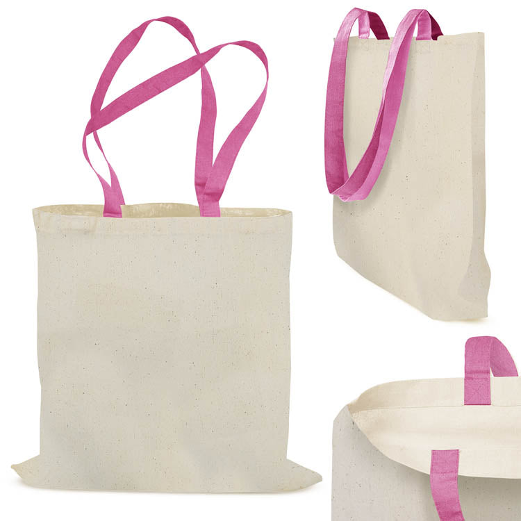 Torba bawełniana uchwyt RÓŻOWY 38x42cm 145g/m2