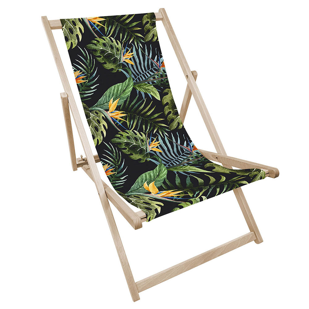 Leżak drewniany z nadrukiem AKWARELA NA CZARNYM