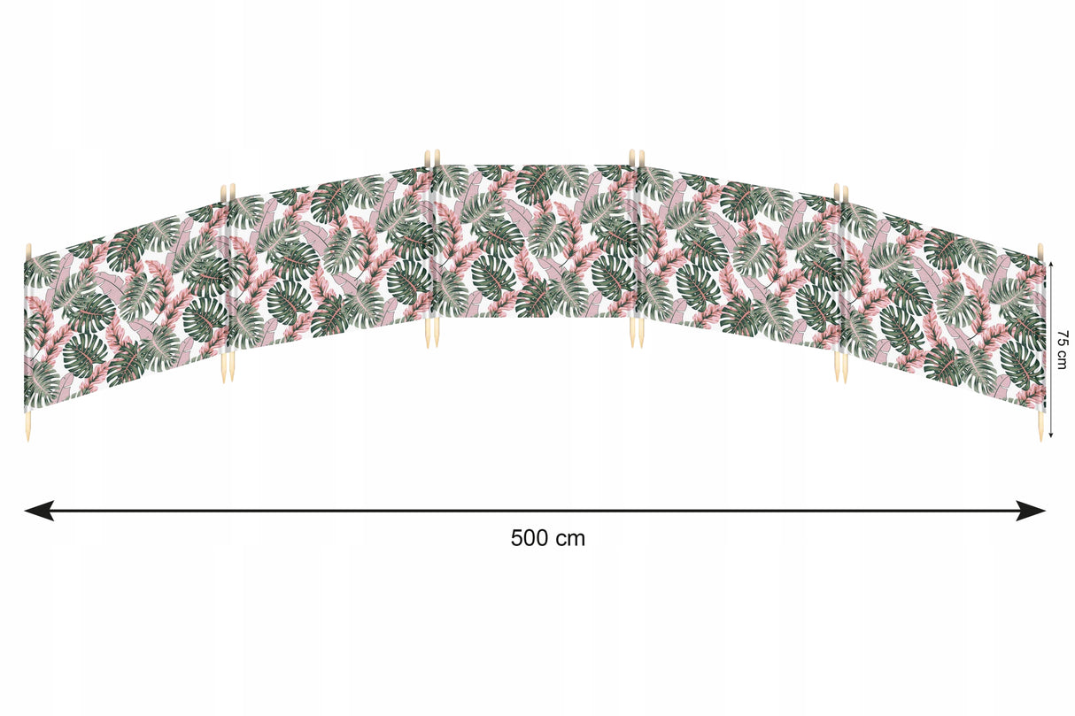 Parawan plażowy 5M RÓŻOWE LIŚCIE