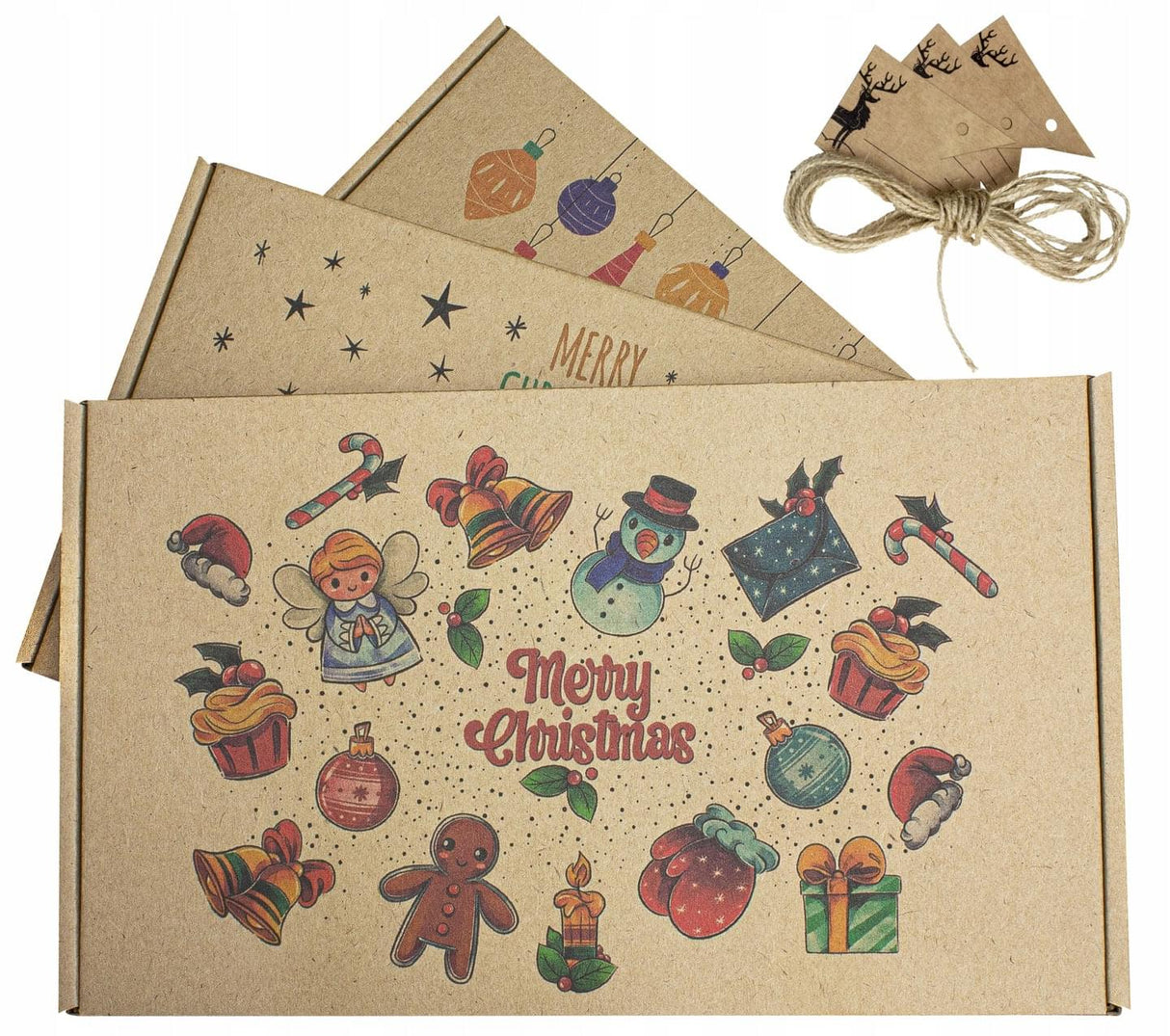 Kartony świąteczne prezentowe ZESTAW 3szt. MERRY CHRISTMAS