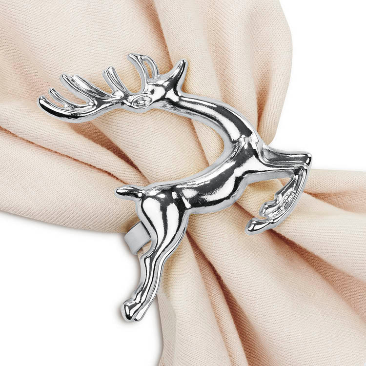Obrączka na serwetki srebrny Renifer