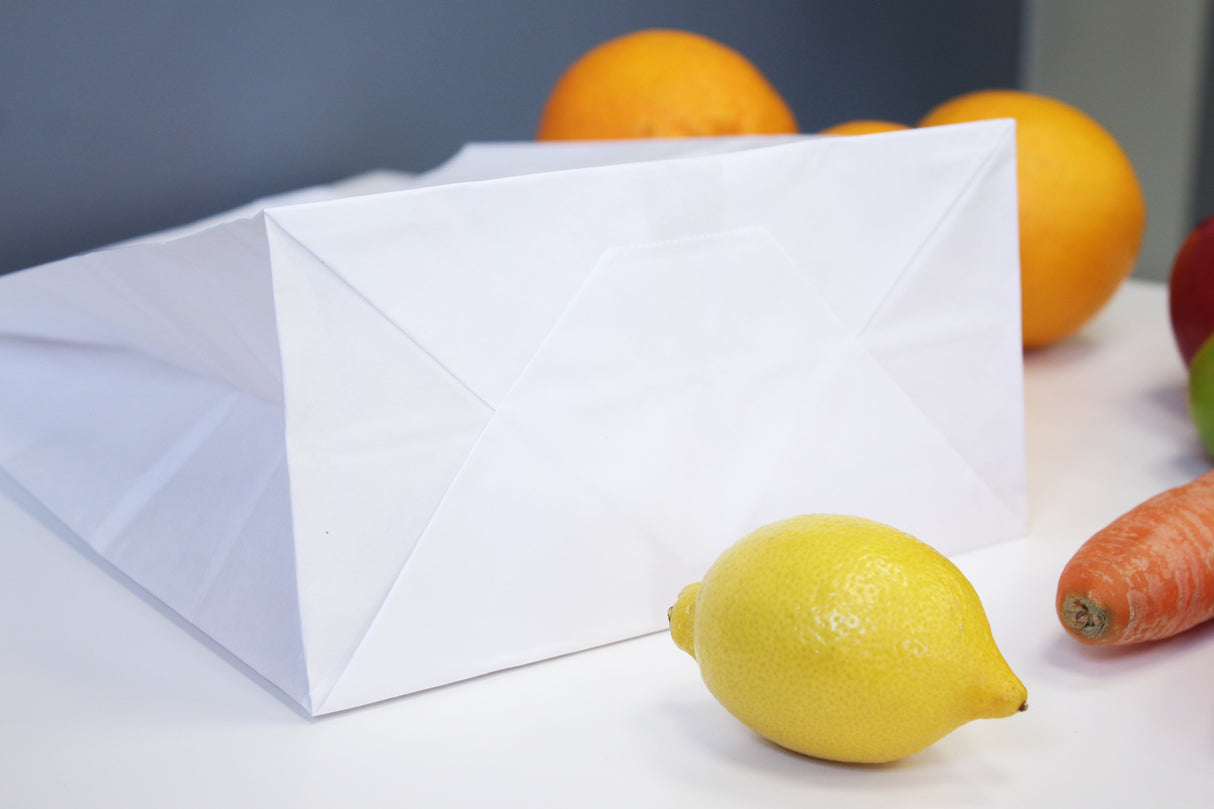 Torba papierowa z uchwytem płaskim 260x140x300mm Biała