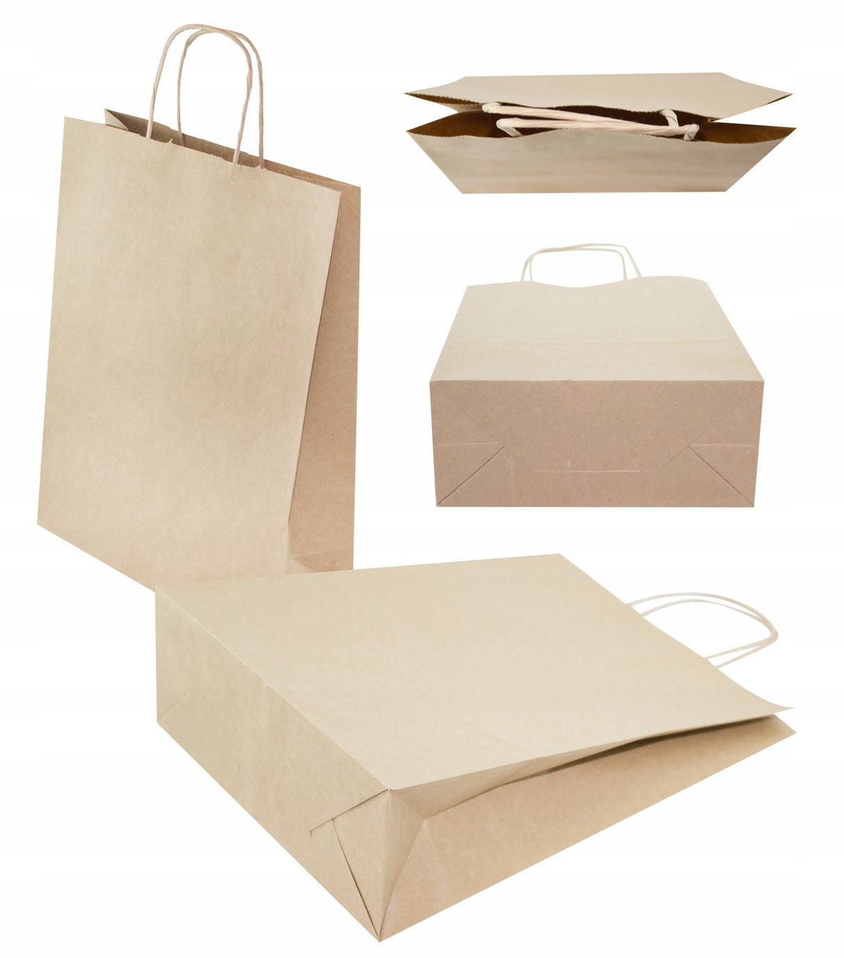 Torba papierowa z uchwytem skręcanym 240x100x320mm Brązowa