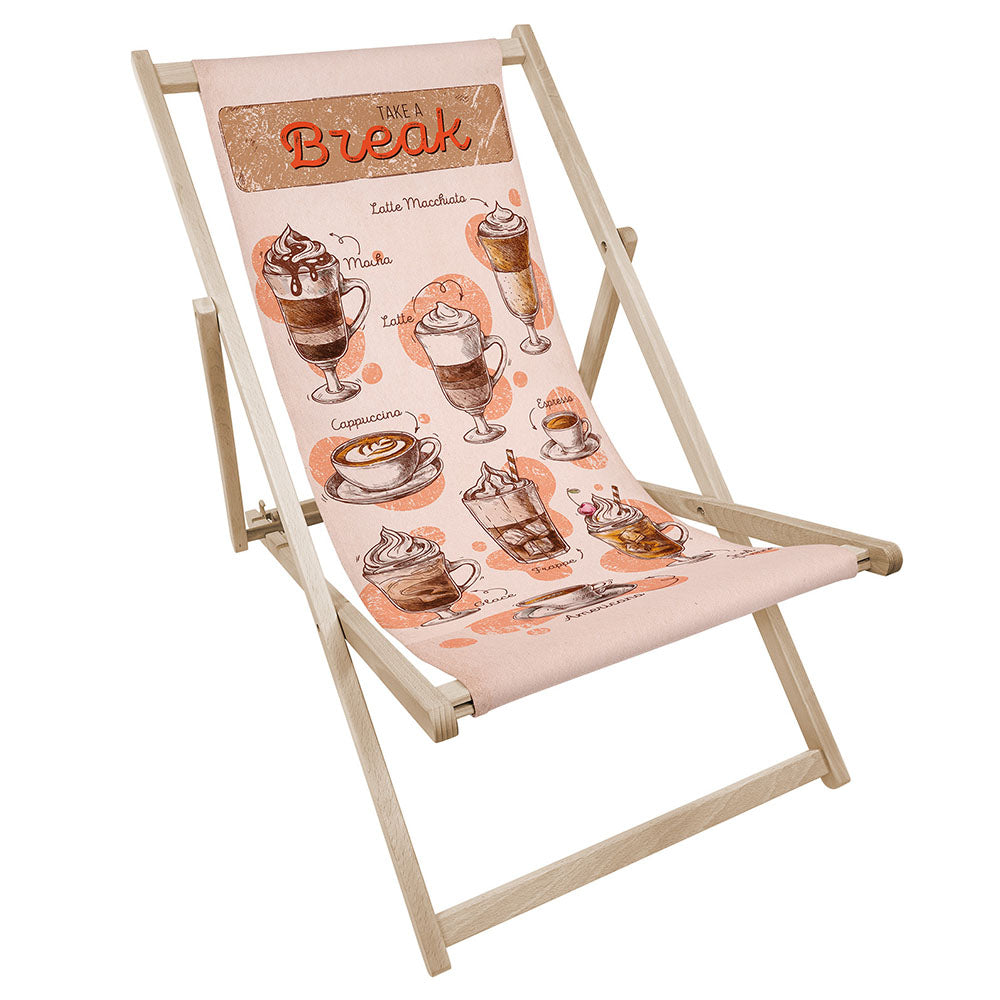 Leżak drewniany z nadrukiem COFFEE BREAK