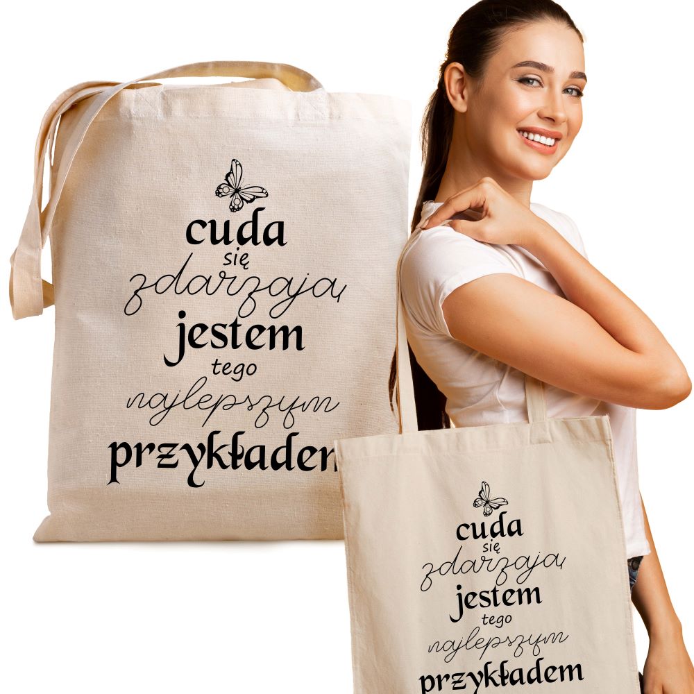 Prezent na Dzień Kobiet - Torba z nadrukiem ecru