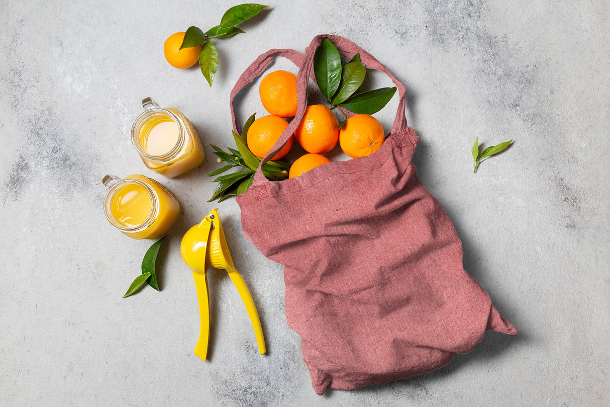 Torba bawełniana 380x420mm Czerwona recykling Uchwyt: 70cm