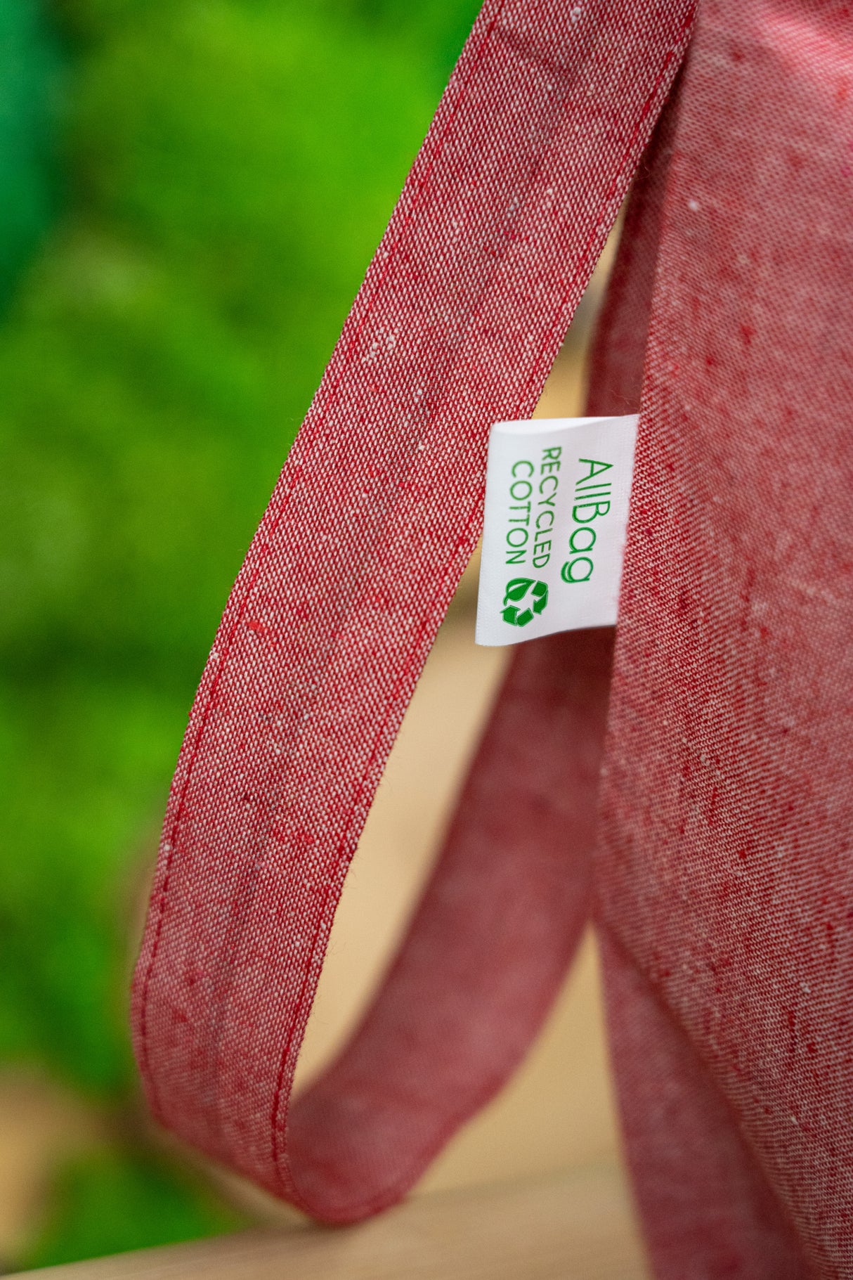 Torba bawełniana 380x420mm Czerwona recykling Uchwyt: 70cm