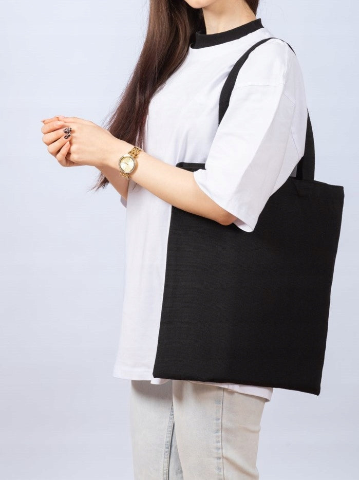 Torba Bawełniana Czarna Długi Uchwyt 38x12x35cm