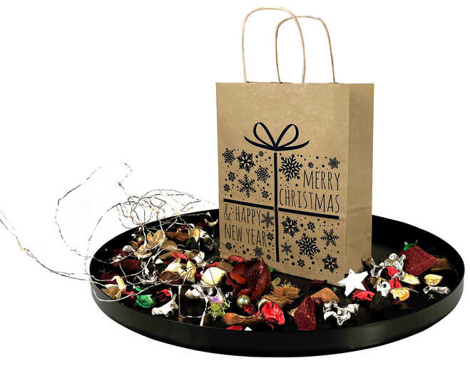 Torba papierowa świąteczna 18x8x22cm PREZENT