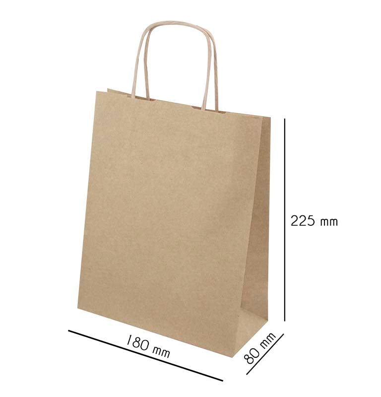 Torba papierowa z uchwytem skręcanym 180x80x225mm Brązowa