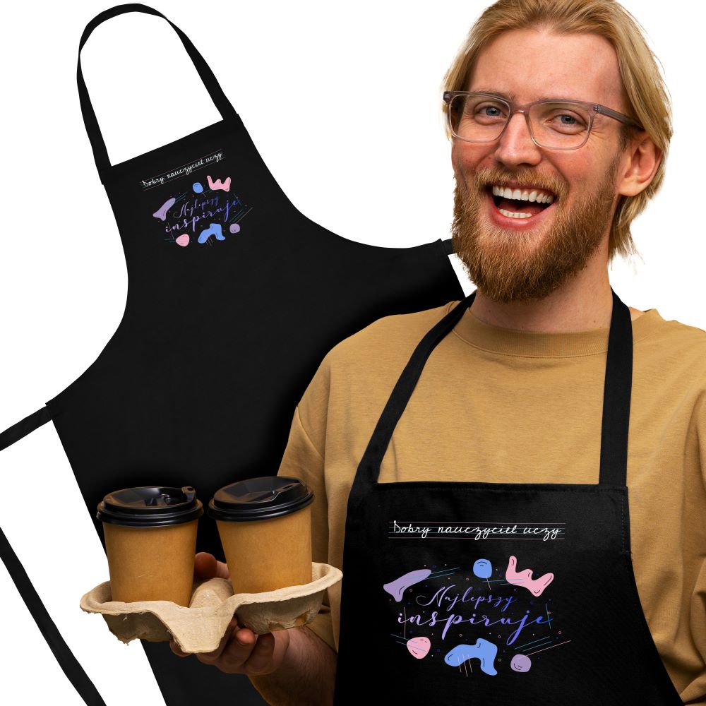 Prezent na dzień nauczyciela fartuch DOBRY NAUCZYCIEL UCZY NAJLEPSZY INSPIRUJE
