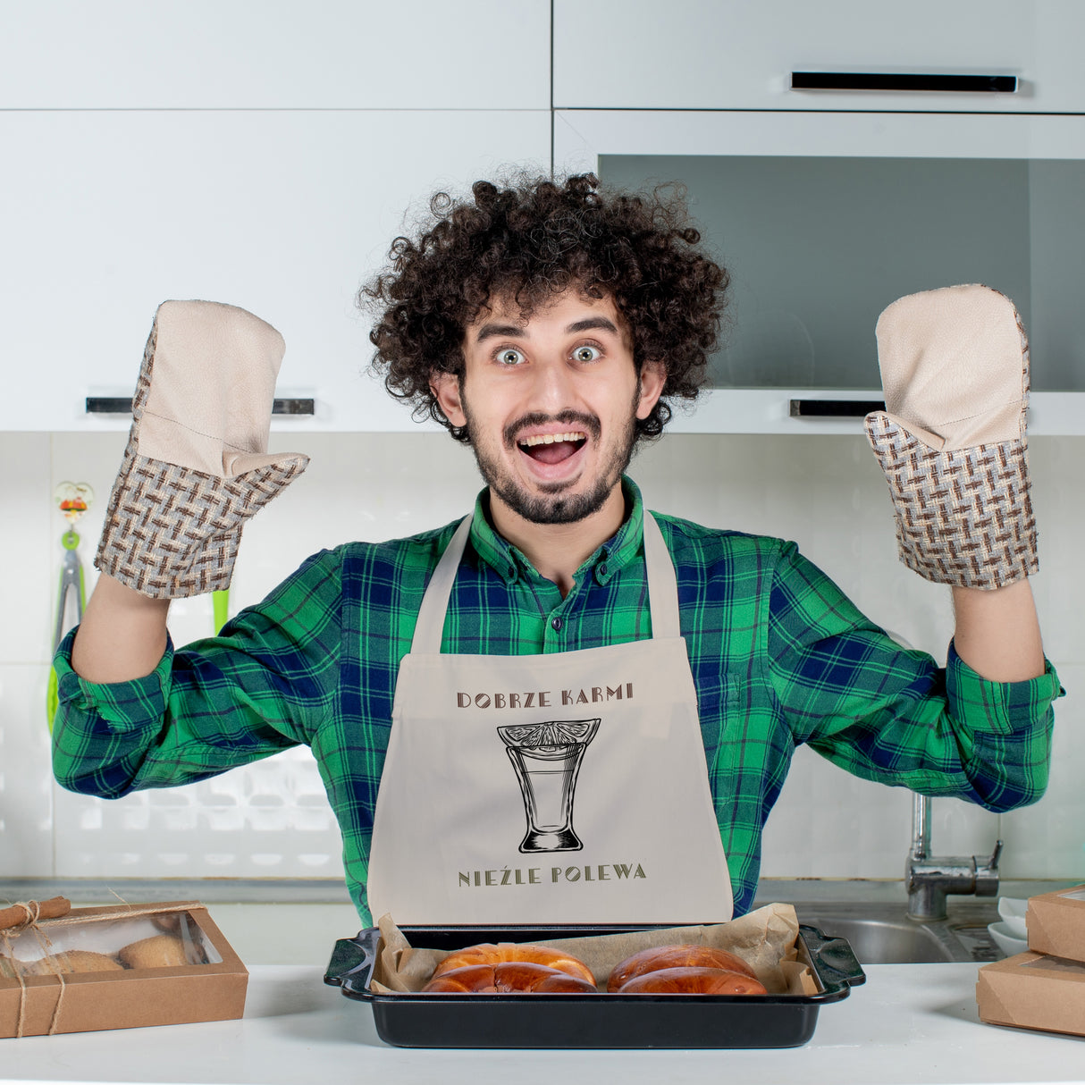 Fartuch bawełniany z nadrukiem - Nie mogę uszczęśliwić wszystkich