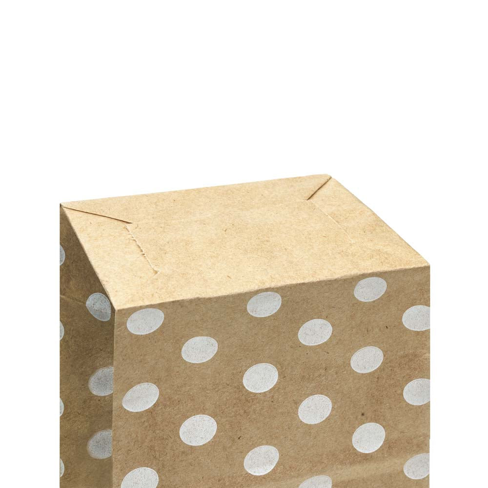 Torba papierowa klockowa 80x65x190mm w kropki Brązowa