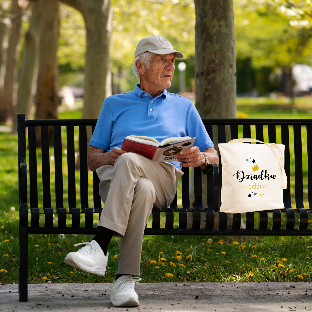 Zestaw Torba Bawełniana,Kubek,Poduszka Dziadku Rządzisz Prezent na Dzień Dziadka