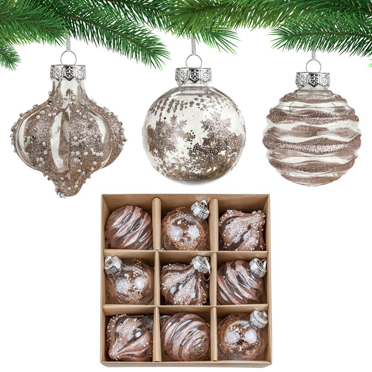 Bombki choinkowe Rose gold 9szt.