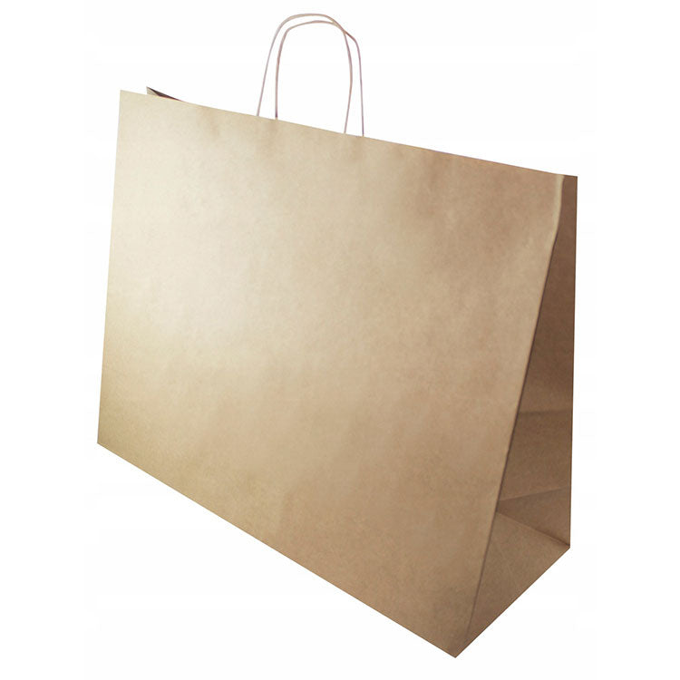 Torba papierowa 500x180x390mm z uchwytem skręcanym prążek Brązowa