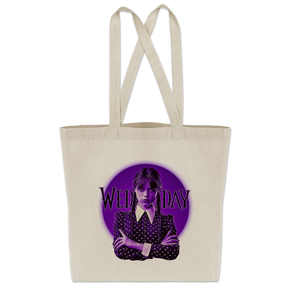 Torba bawełniana WEDNESDAY ADDAMS FIOLETOWA ECRU