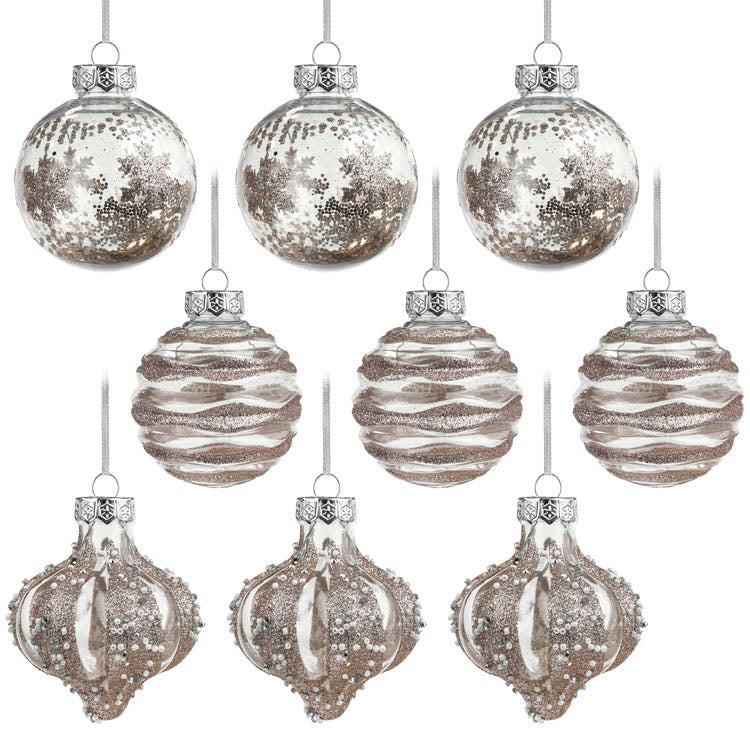 Bombki choinkowe Rose gold 9szt.