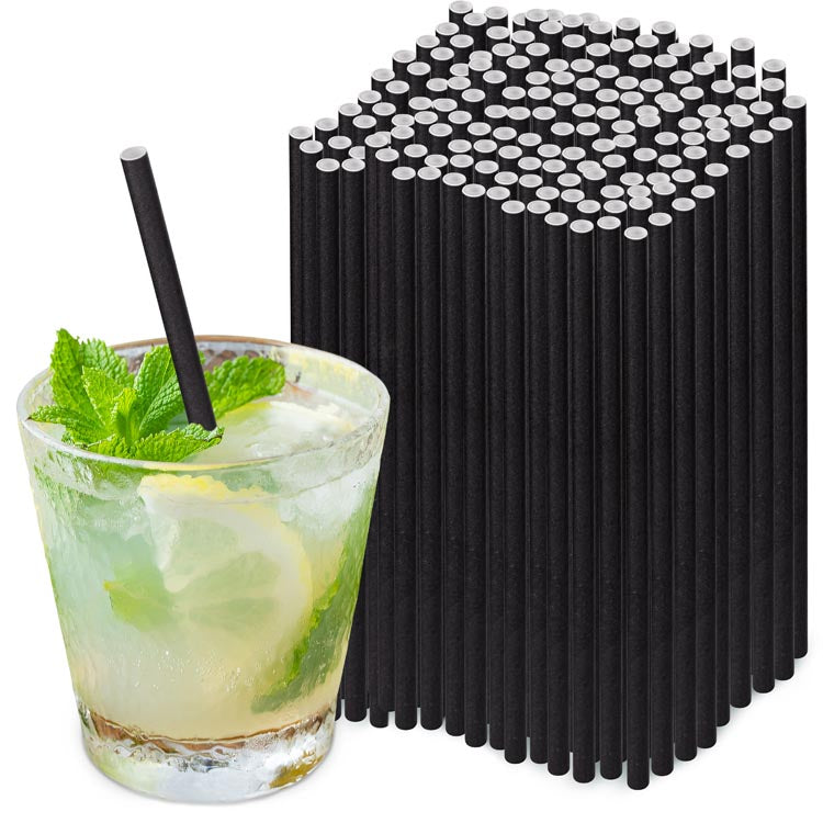 Słomki papierowe CZARNE 20cm ekologiczne 250szt